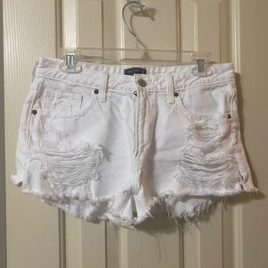Abercrombie distress denim white shorts